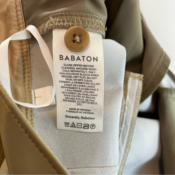 Aritzia Babaton Women's Size 4 Command Cropped Pant Mid Rise Vegan Leather Tan - Picture 9 of 12